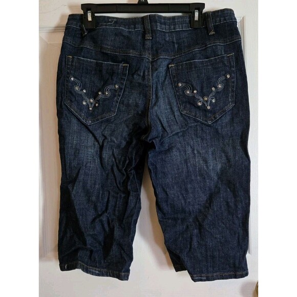 Gitano Womens Denim Jean Shorts Knee Length Below Long Modest Size 14 Dark Wash - Picture 5 of 14